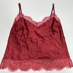 Victoria’s Secret lace trimmed chemise camisole Wine sz S